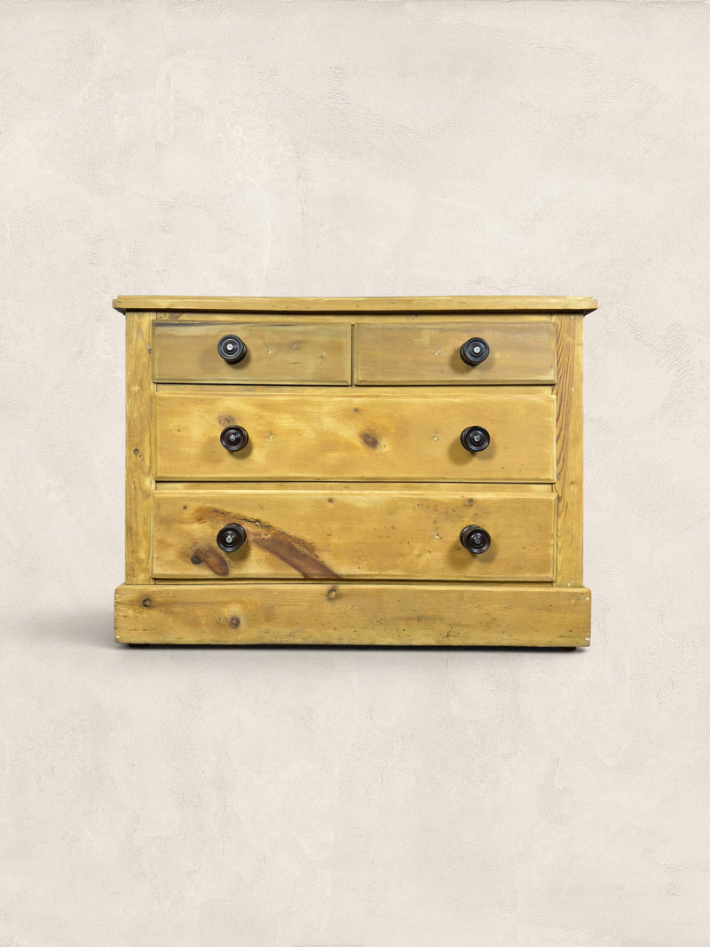 Victorian English Pine Two Over Two Chest of Drawers With Plinth Base