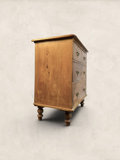 Victorian Pine Two Over Two Chest of Drawers-Turned Bun Feet