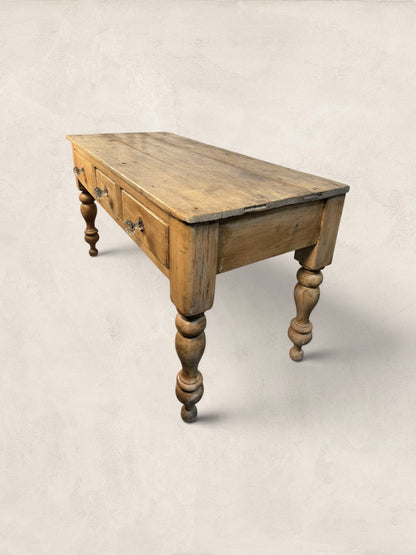 Three Drawer Pine Harvest Table