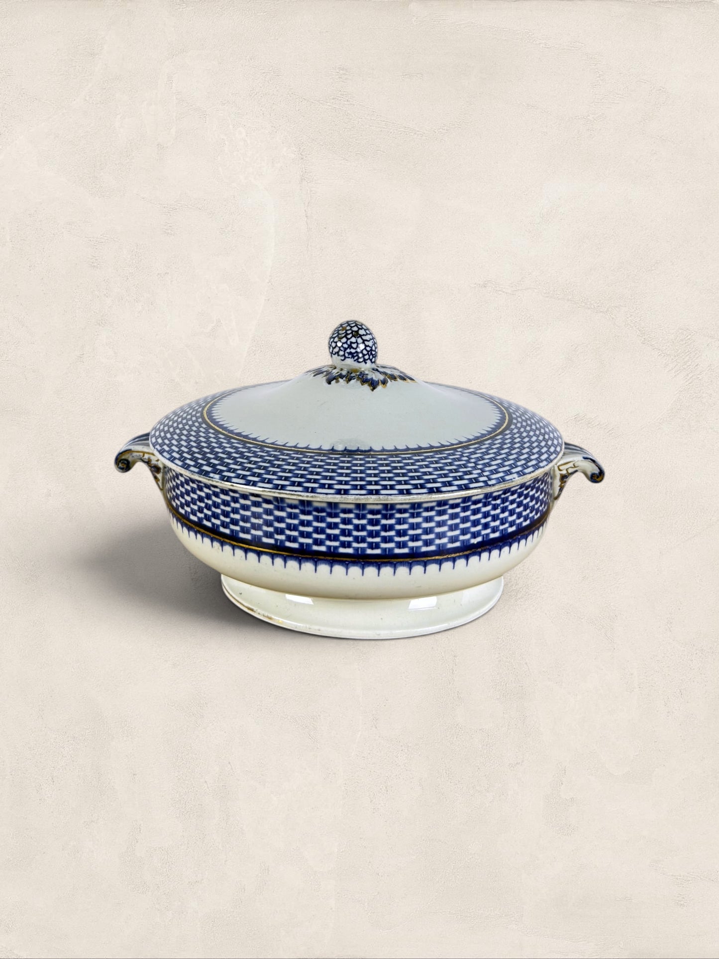 English Blue Transferware Tureen