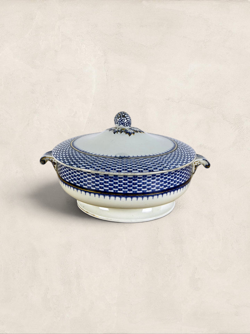 English Blue Transferware Tureen