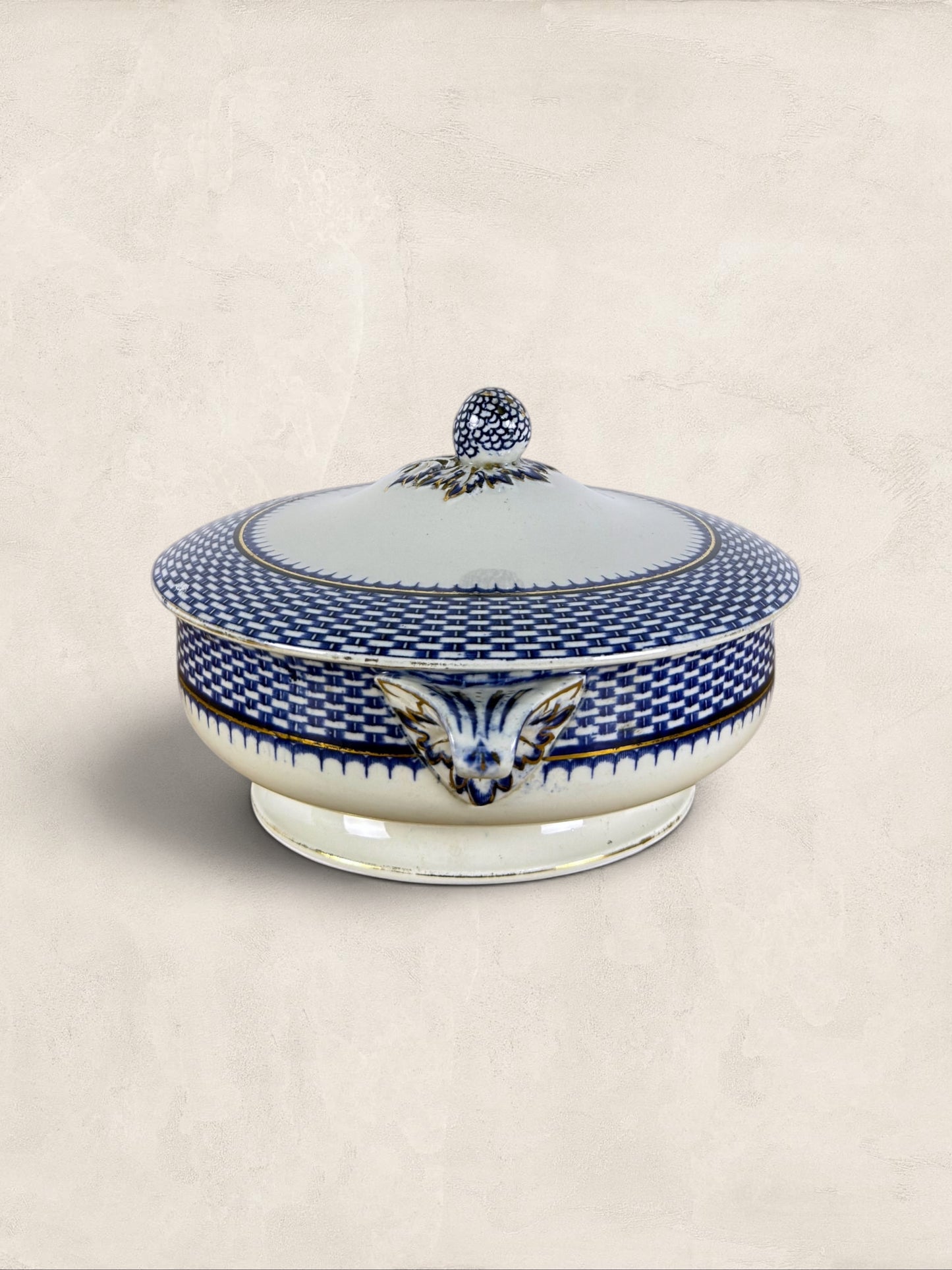 English Blue Transferware Tureen