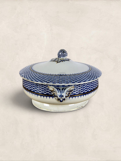 English Blue Transferware Tureen