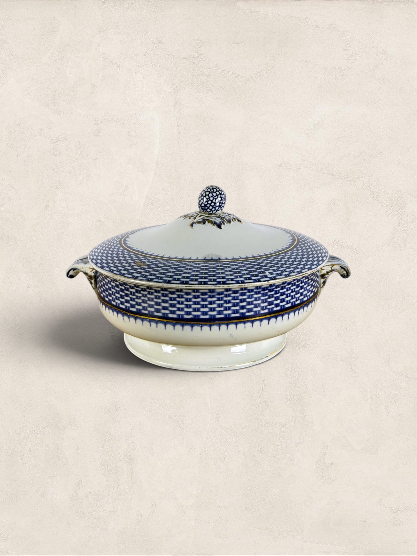 English Blue Transferware Tureen