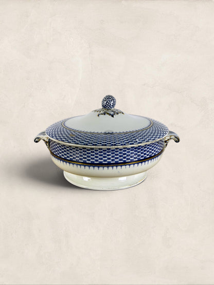 English Blue Transferware Tureen