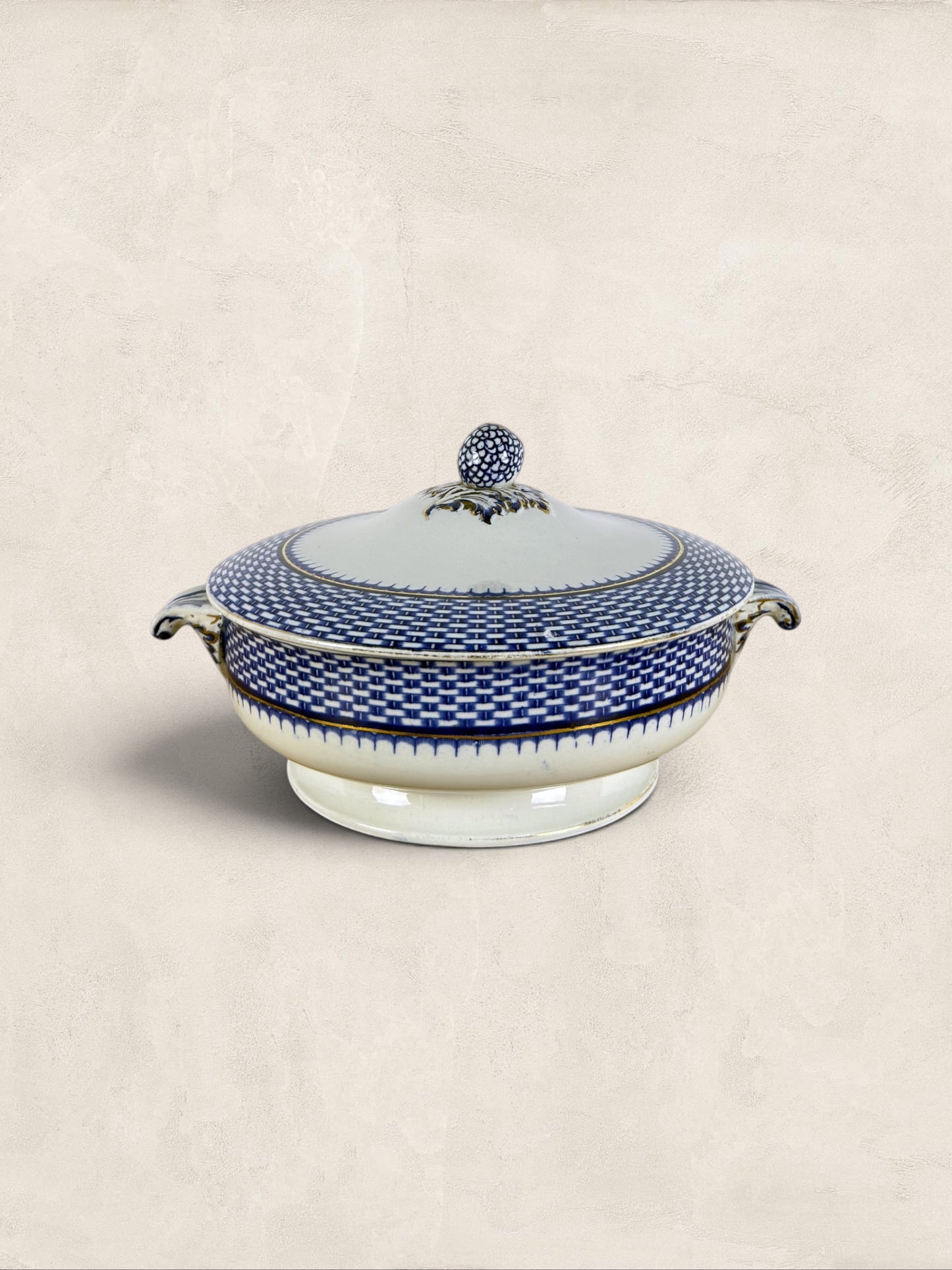 English Blue Transferware Tureen
