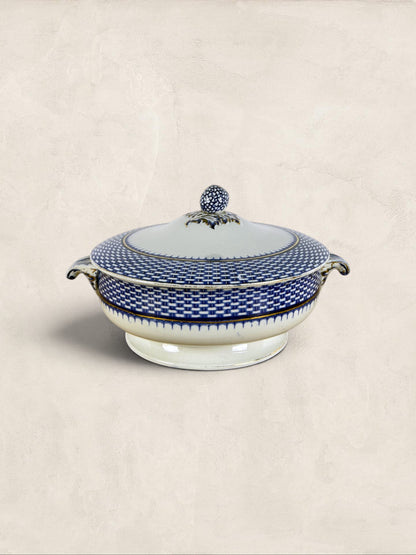 English Blue Transferware Tureen
