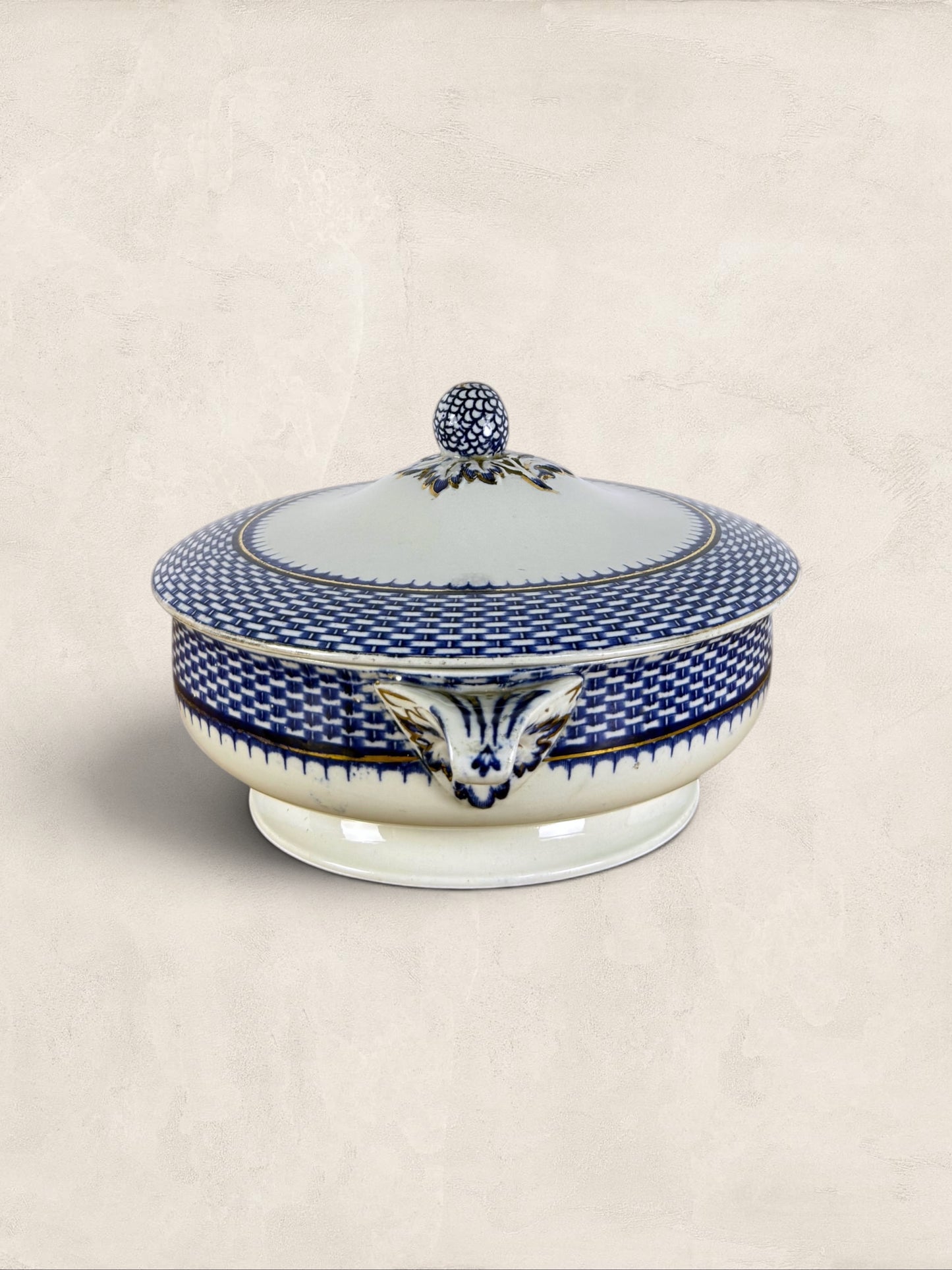 English Blue Transferware Tureen