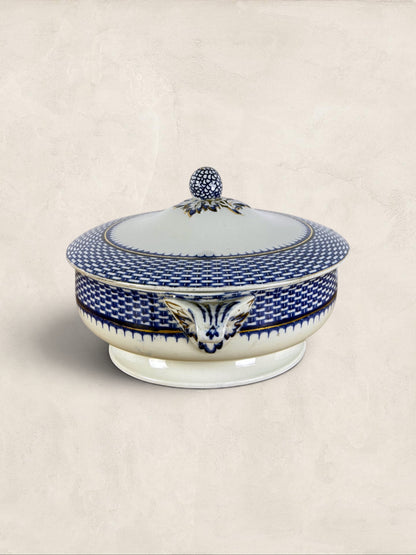 English Blue Transferware Tureen