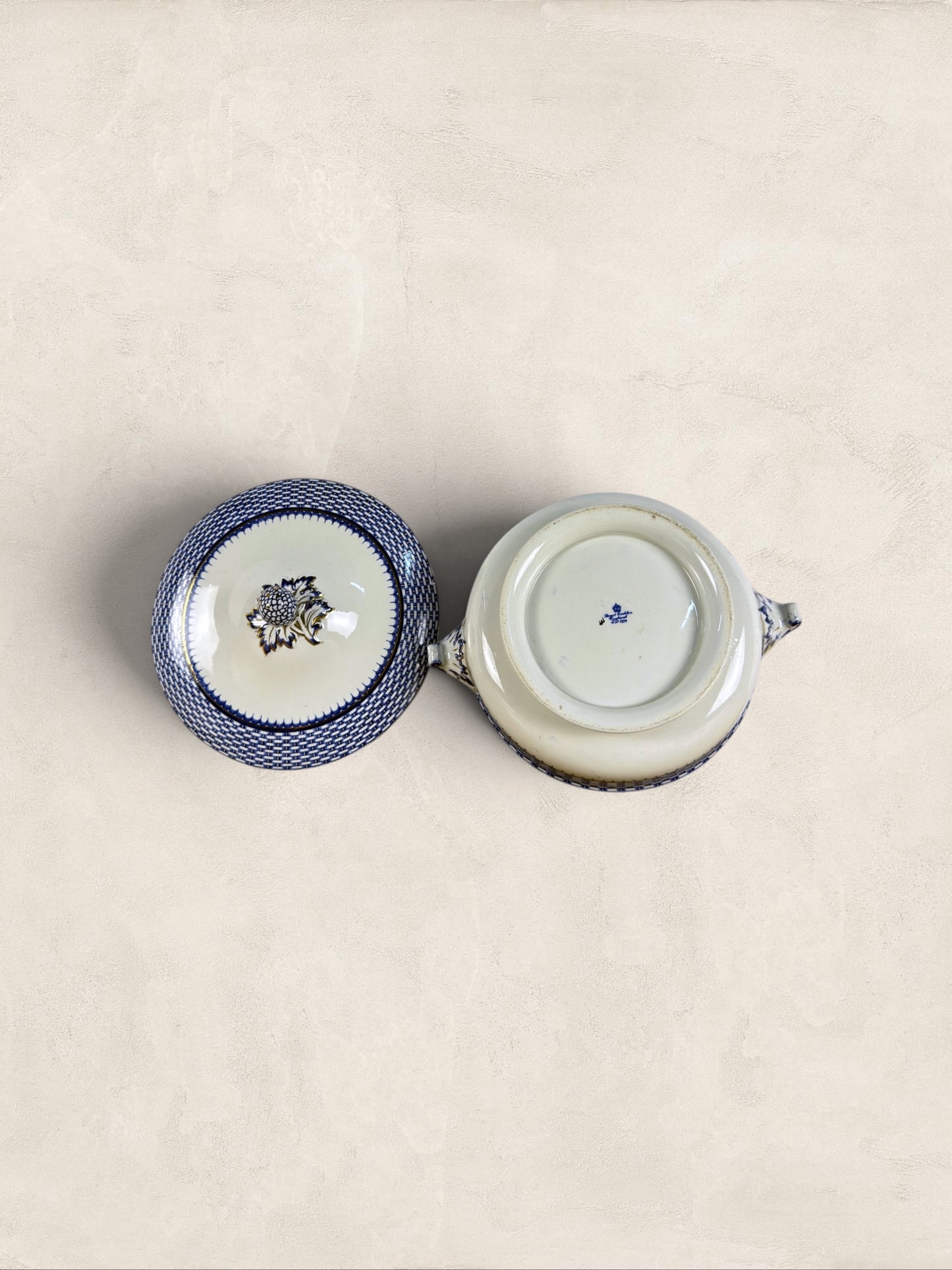 English Blue Transferware Tureen