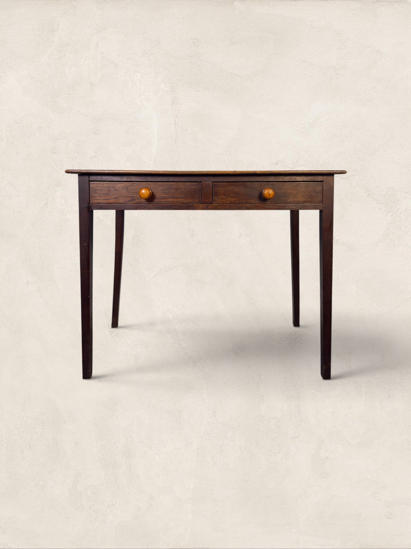 English Oak Two Drawer Side Table on Tapered Legs