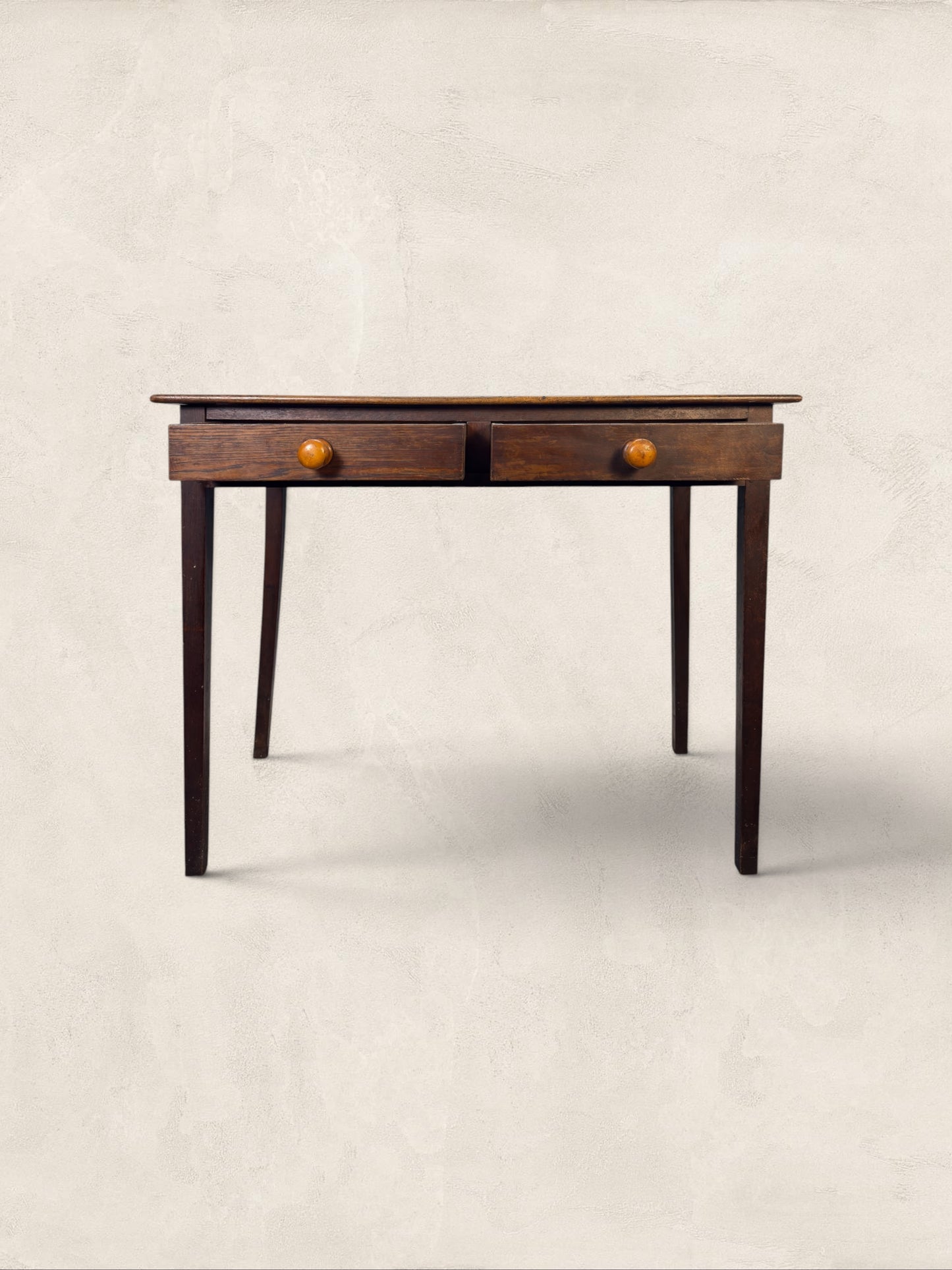 English Oak Two Drawer Side Table on Tapered Legs