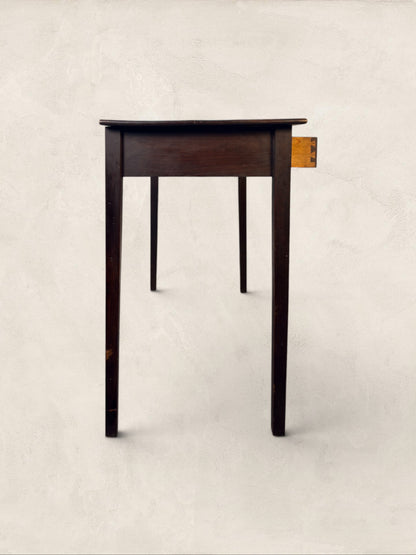 English Oak Two Drawer Side Table on Tapered Legs
