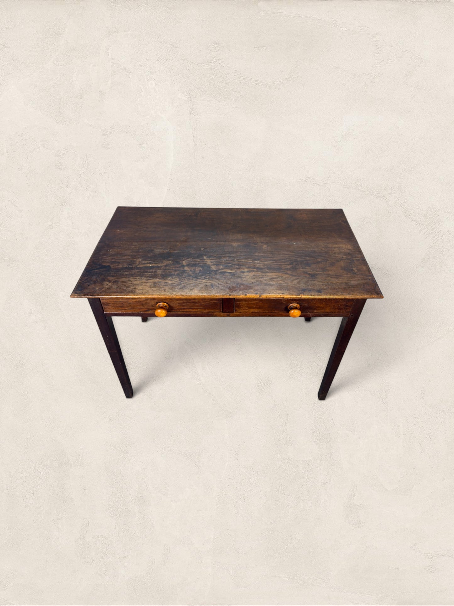English Oak Two Drawer Side Table on Tapered Legs