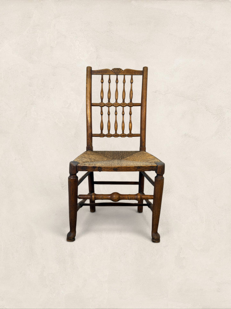 English Ash Lancashire Spindle Back Chair with Rush Seat
