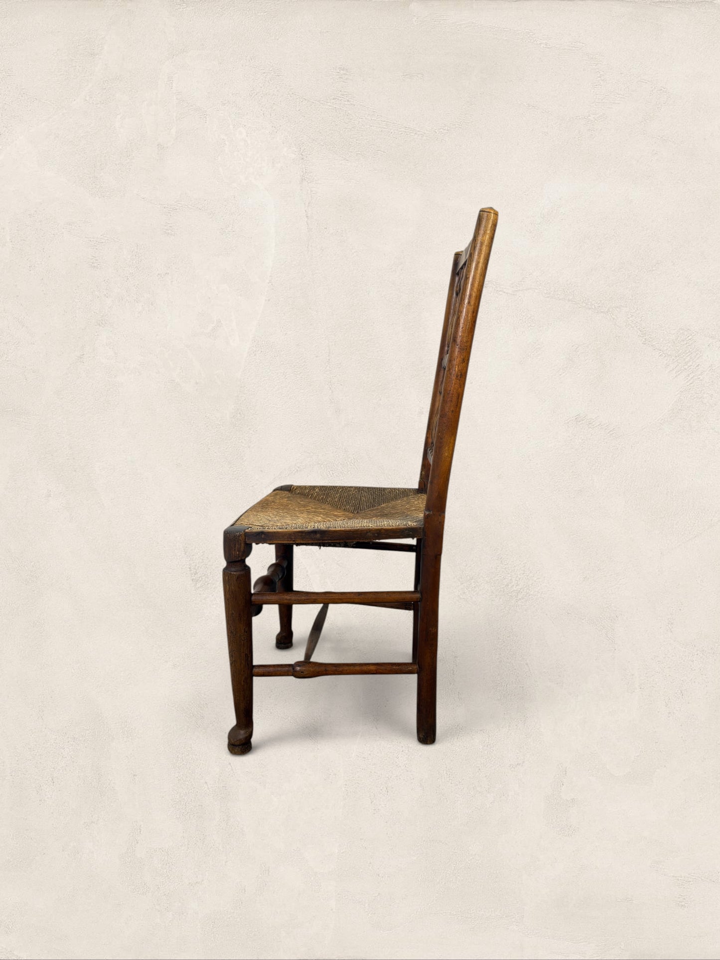 English Ash Lancashire Spindle Back Chair with Rush Seat