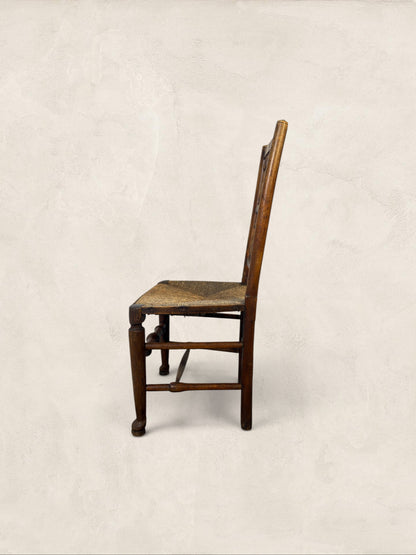 English Ash Lancashire Spindle Back Chair with Rush Seat