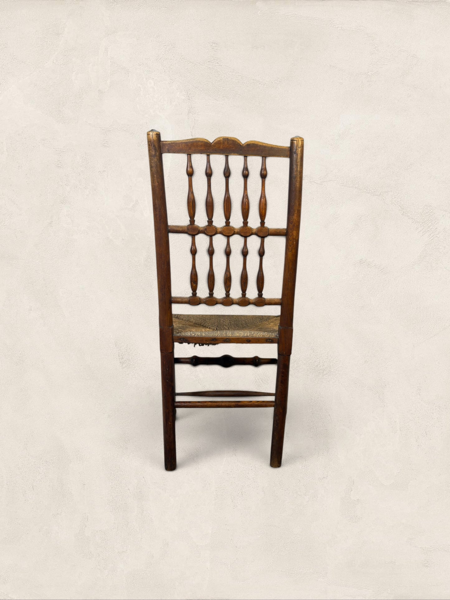 English Ash Lancashire Spindle Back Chair with Rush Seat