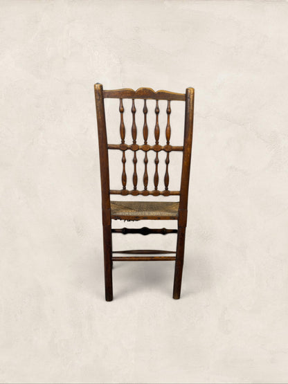 English Ash Lancashire Spindle Back Chair with Rush Seat