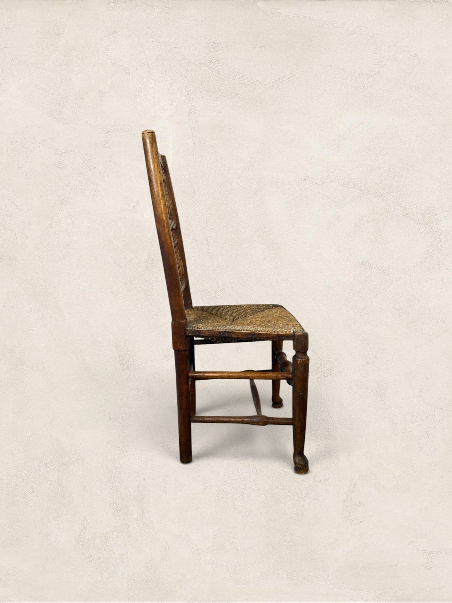 English Ash Lancashire Spindle Back Chair with Rush Seat