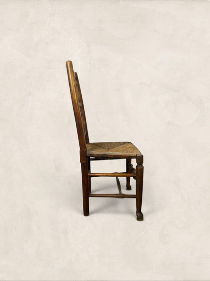 English Ash Lancashire Spindle Back Chair with Rush Seat