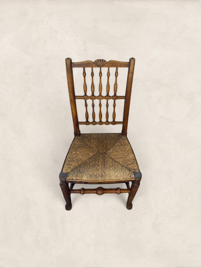 English Ash Lancashire Spindle Back Chair with Rush Seat