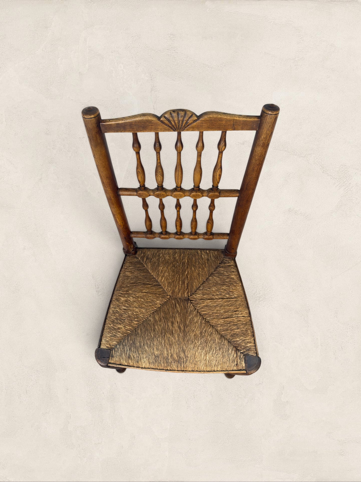 English Ash Lancashire Spindle Back Chair with Rush Seat
