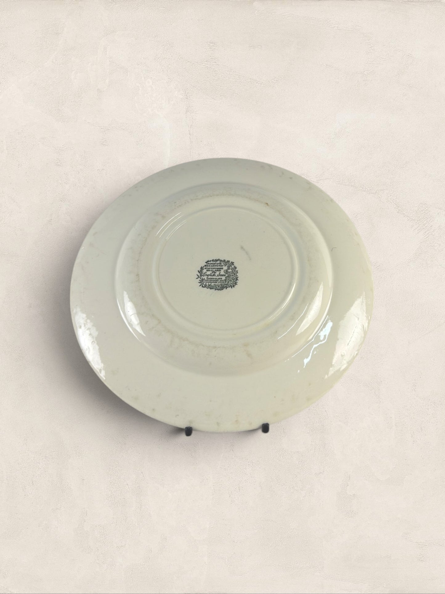 English Blue & White Transferware Broadhurst Staffordshire Ironstone Dinner Plates, Set of 3