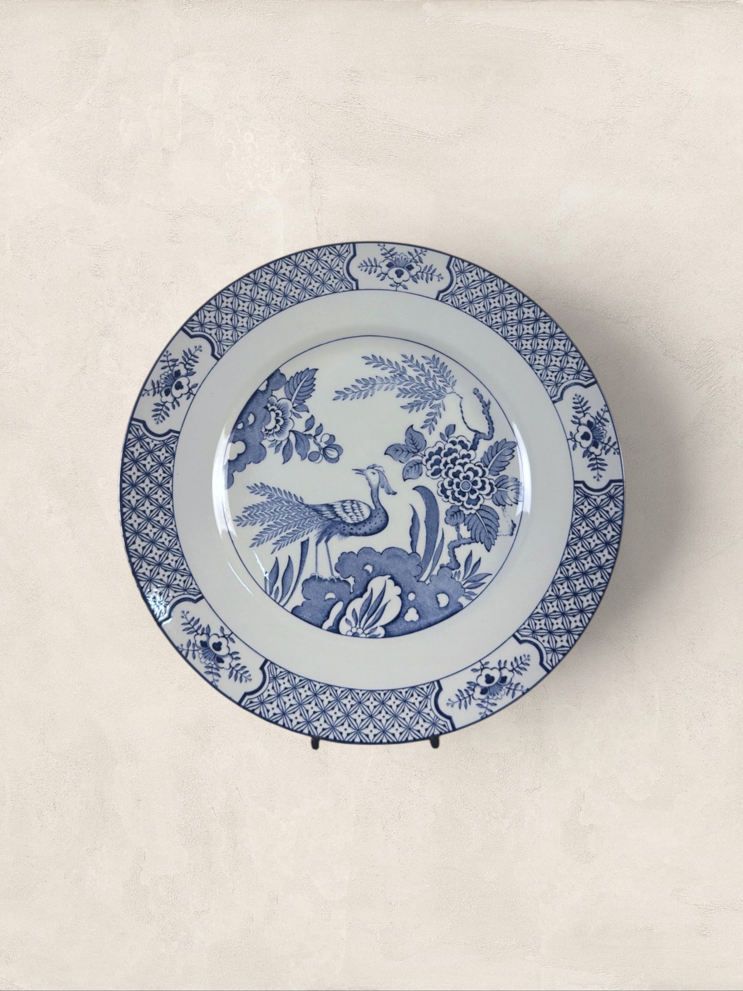 English Wood & Sons "Yuan" Blue & White Transferware Dinner Plates, Set of 5