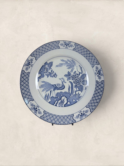 English Wood & Sons "Yuan" Blue & White Transferware Dinner Plates, Set of 5