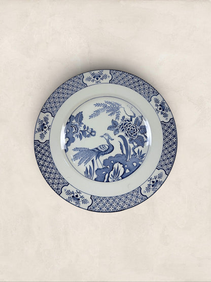 English Wood & Sons "Yuan" Blue & White Transferware Dinner Plates, Set of 5