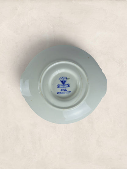 Mason Victorian blue-and-white transfer-printed gravy boat and stand
