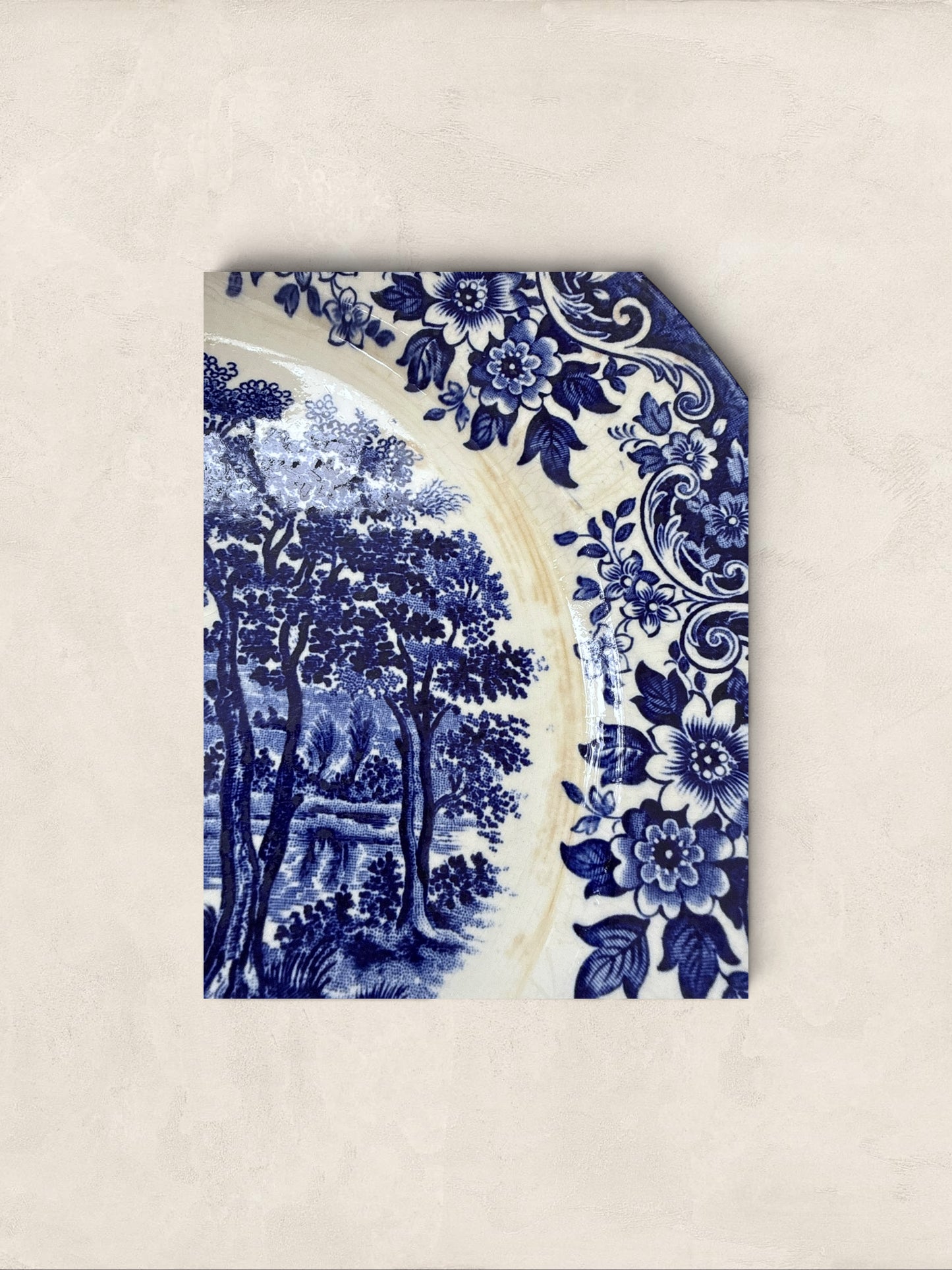 English Blue & White Transferware Broadhurst Staffordshire Ironstone Dinner Plates, Set of 3