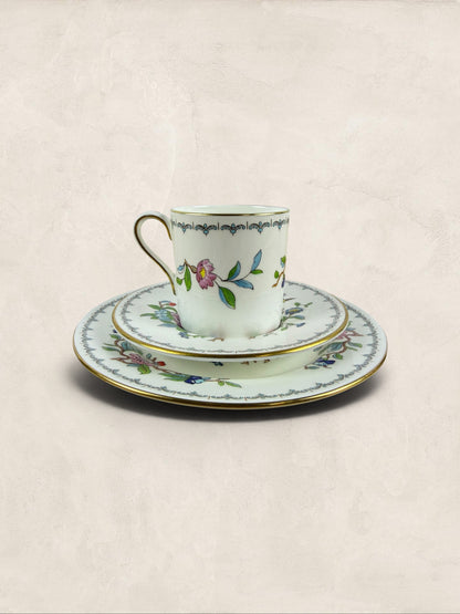 Aynsley Pembroke Fine English Bone China Demitasse Cup, Saucer & Side Plate Trio