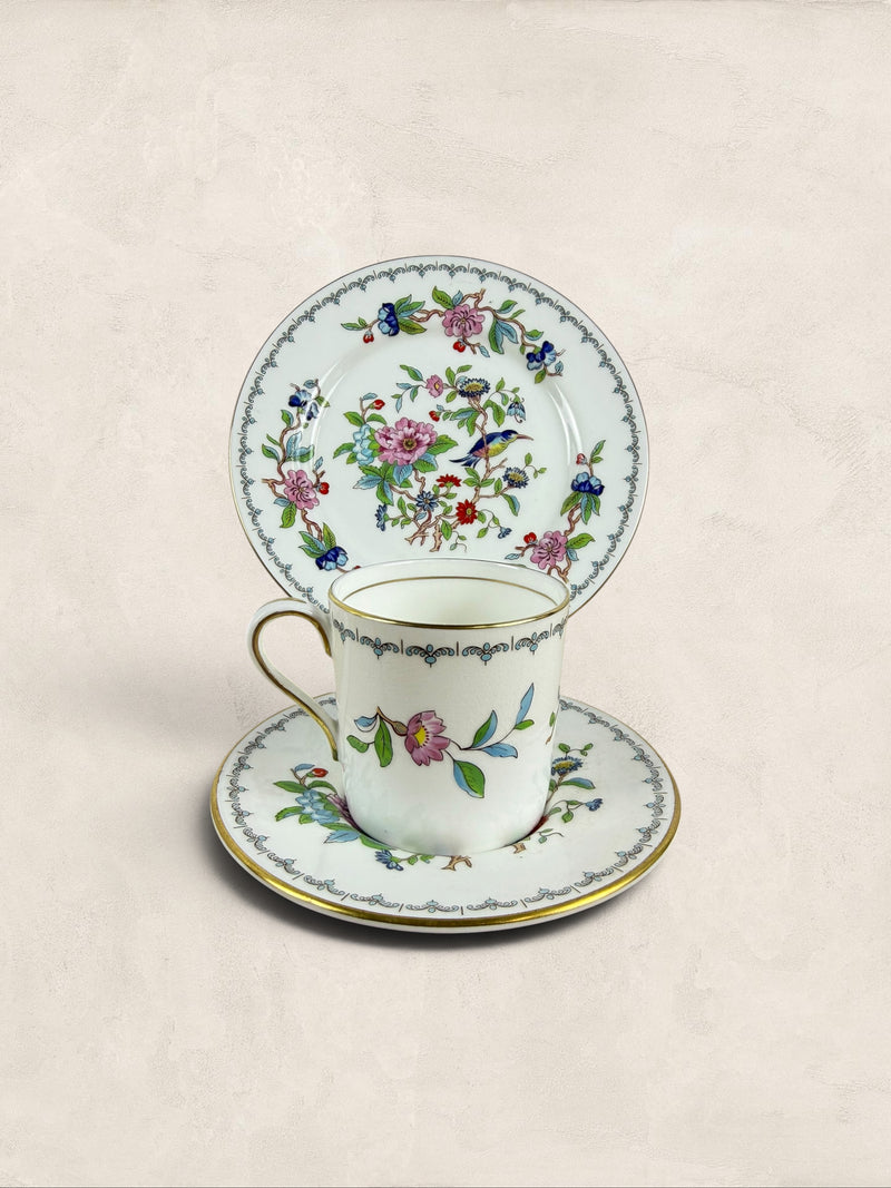 Aynsley Pembroke Fine English Bone China Demitasse Cup, Saucer & Side Plate Trio