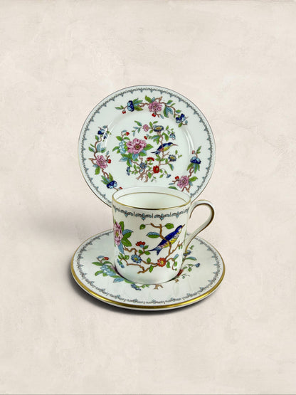 Aynsley Pembroke Fine English Bone China Demitasse Cup, Saucer & Side Plate Trio