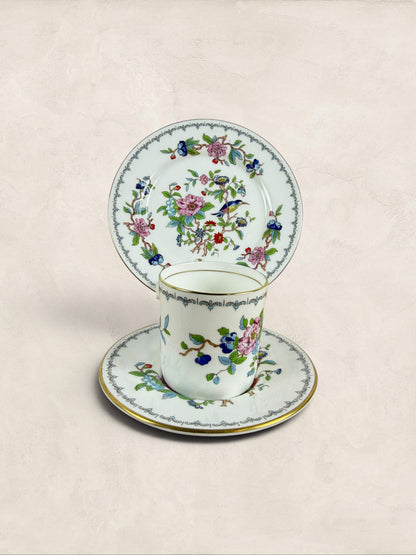 Aynsley Pembroke Fine English Bone China Demitasse Cup, Saucer & Side Plate Trio