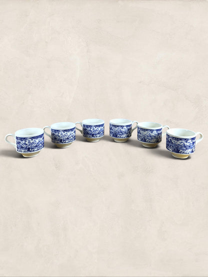 English Churchill Blue Willow Demitasse Coffee Cups, Set of 6