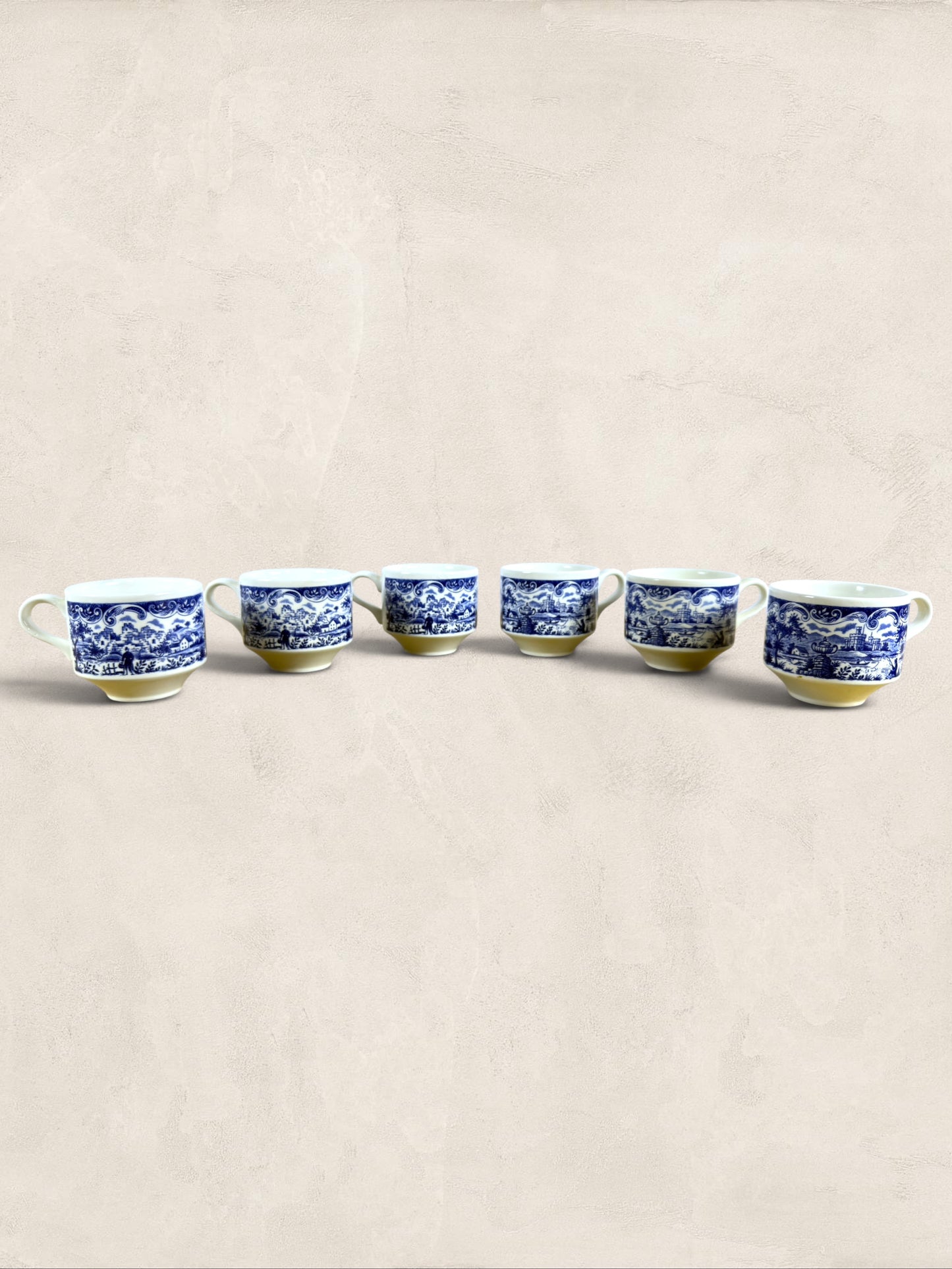 English Churchill Blue Willow Demitasse Coffee Cups, Set of 6