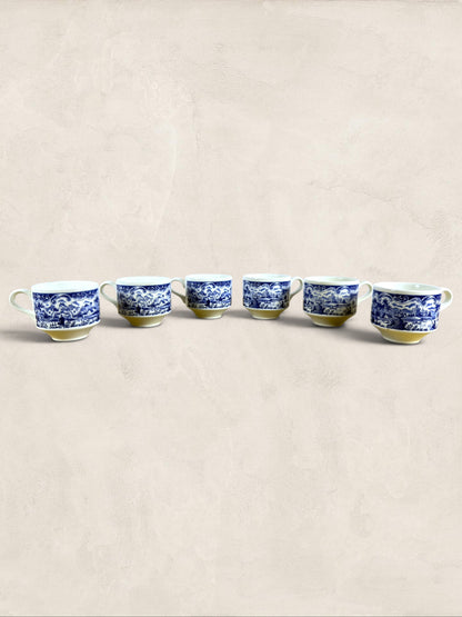 English Churchill Blue Willow Demitasse Coffee Cups, Set of 6