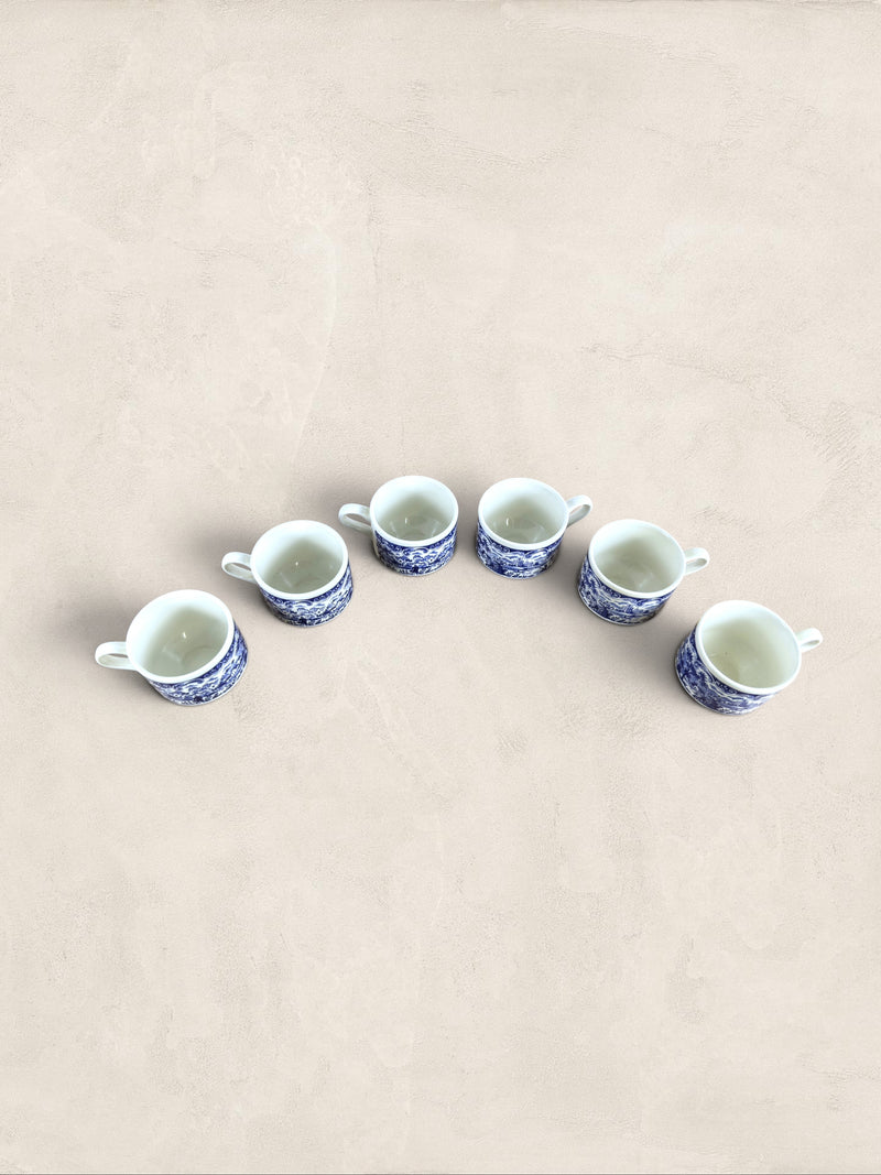 English Churchill Blue Willow Demitasse Coffee Cups, Set of 6