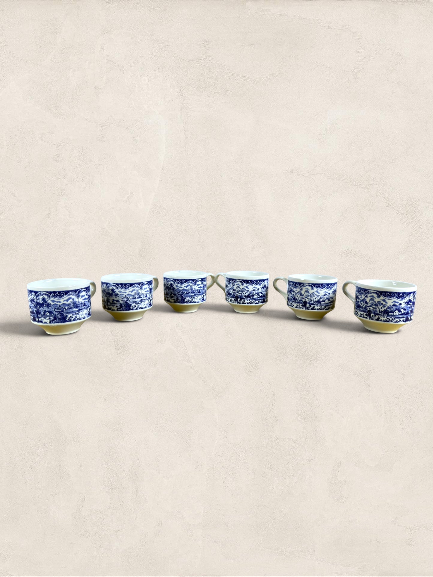English Churchill Blue Willow Demitasse Coffee Cups, Set of 6