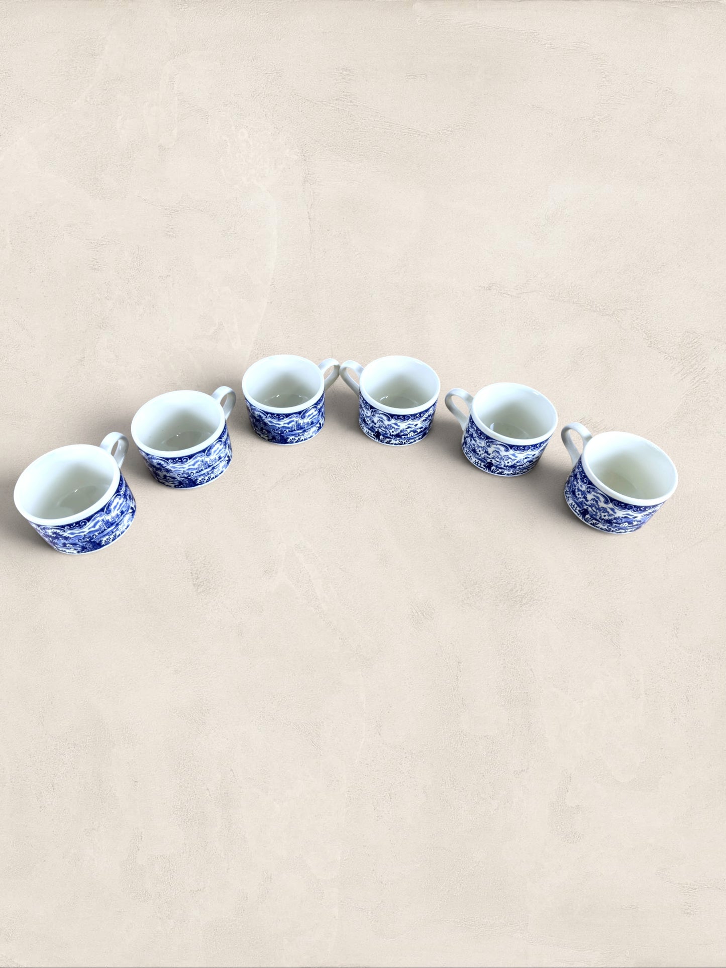 English Churchill Blue Willow Demitasse Coffee Cups, Set of 6