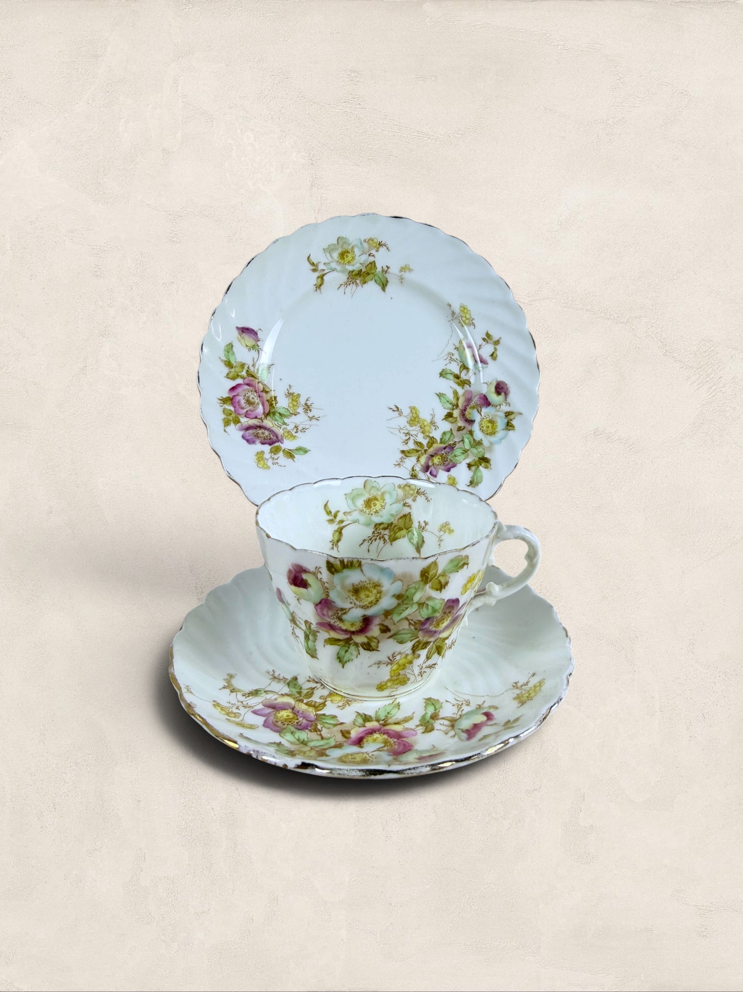 English Teacup, Saucer and Side Plate, Aynsley