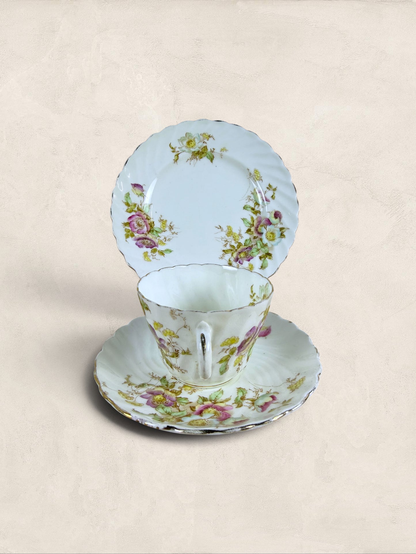 English Teacup, Saucer and Side Plate, Aynsley