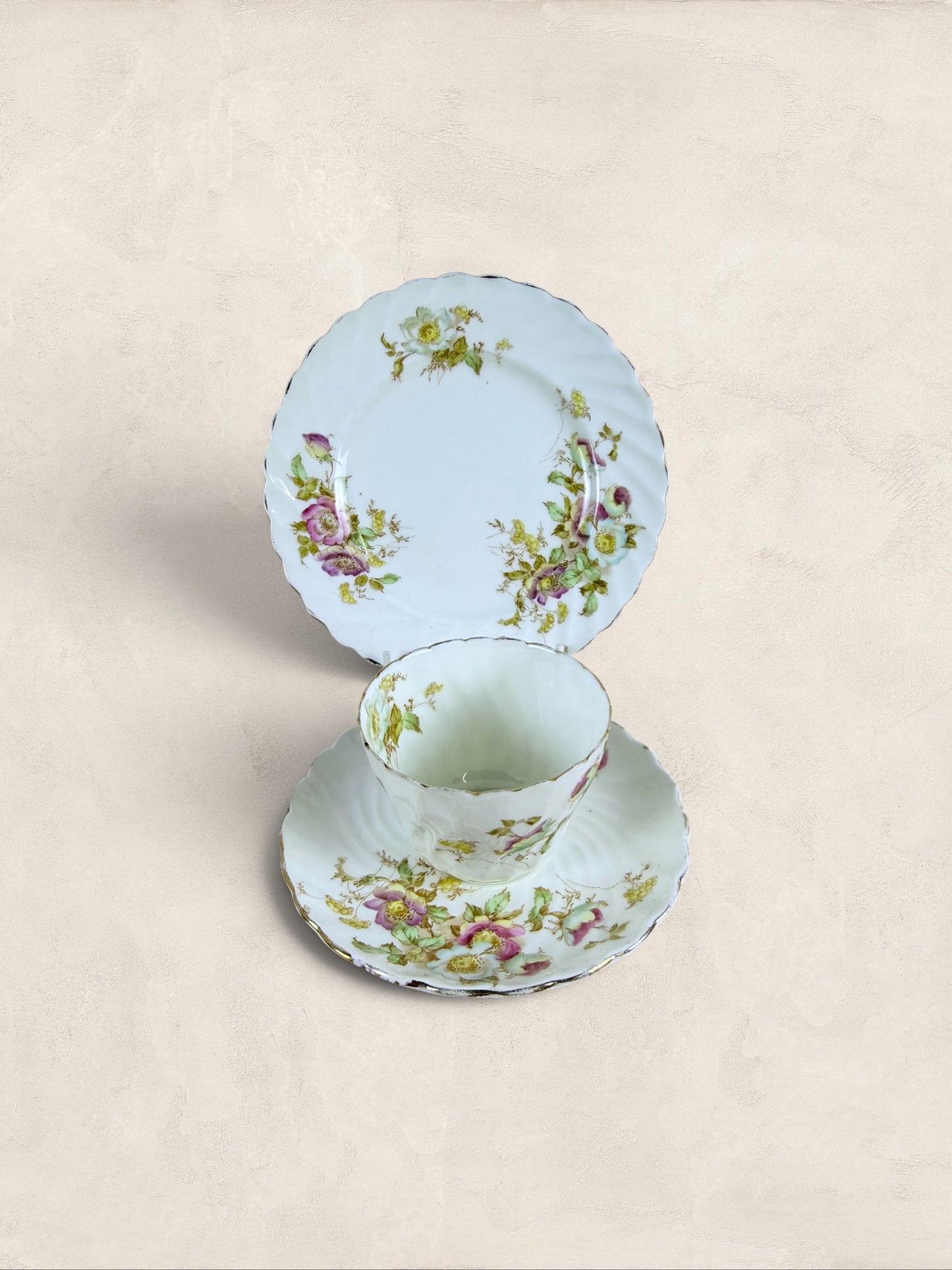 English Teacup, Saucer and Side Plate, Aynsley