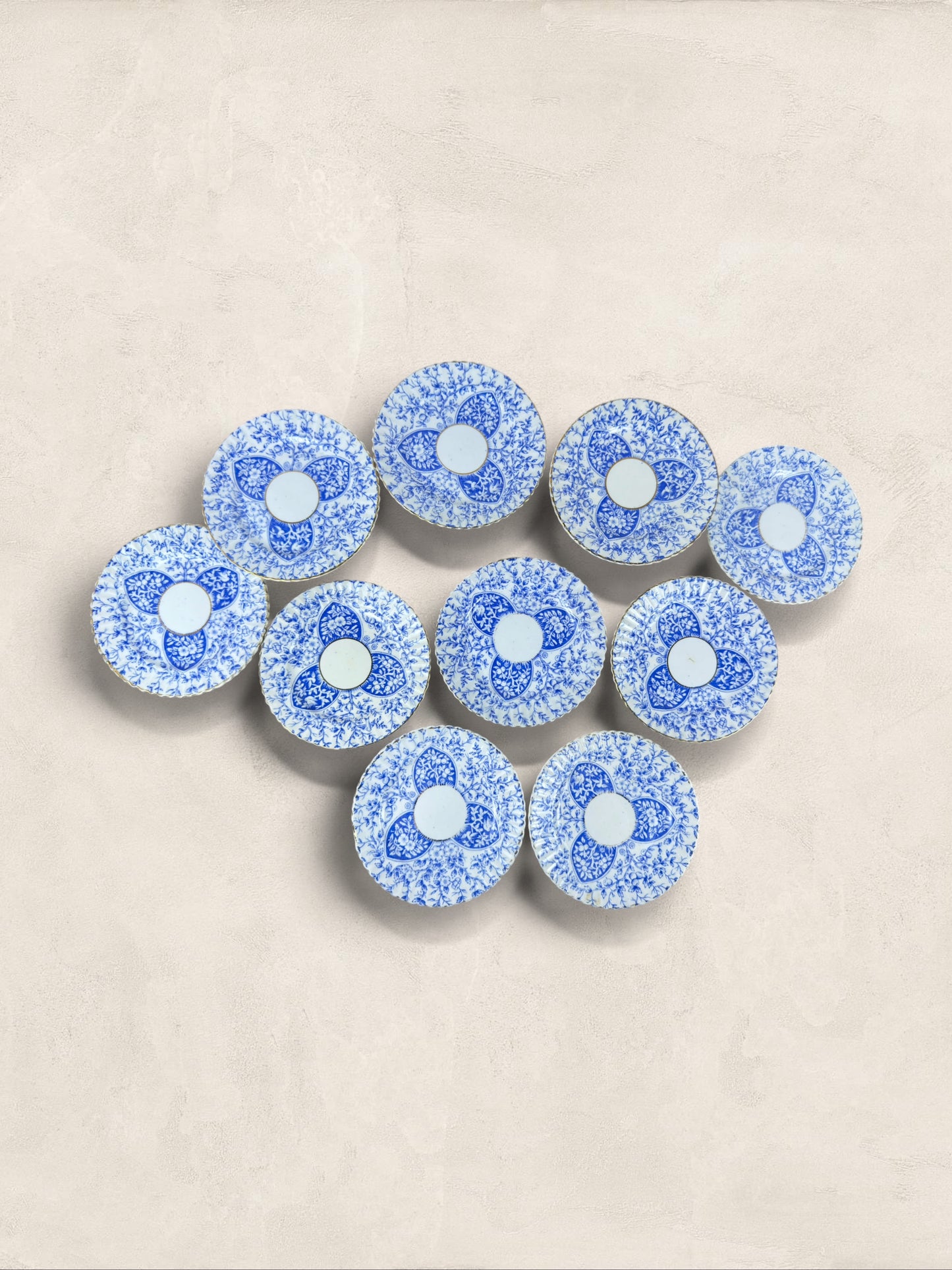 English Blue & White Porcelain Tea Service, 30 Pieces