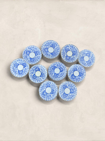 English Blue & White Porcelain Tea Service, 30 Pieces