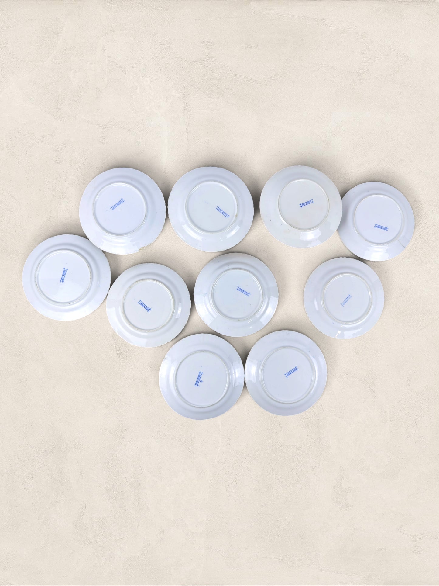 English Blue & White Porcelain Tea Service, 30 Pieces