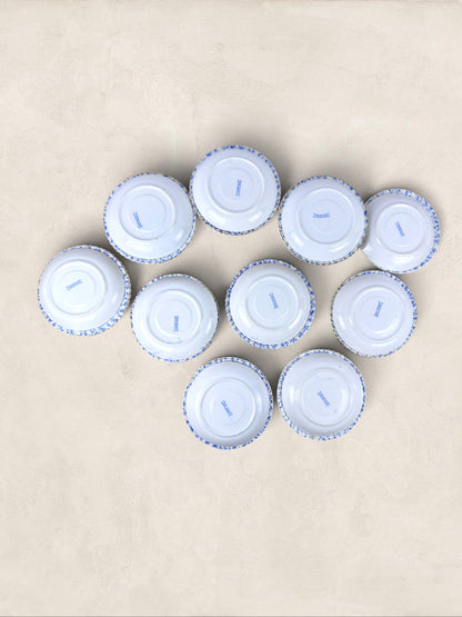 English Blue & White Porcelain Tea Service, 30 Pieces